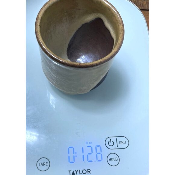 Handmade Japanese Stoneware Cup Two-Toned Unglazed Base Tan Dip Glazed - Picture 8 of 8